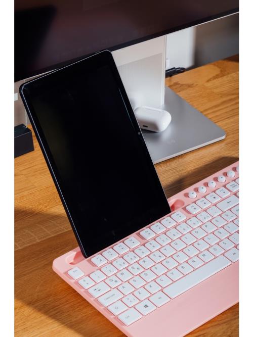 En ucuz EVERET KM-9676 Beyaz/Pempe Multimedya Tablet-Telefon Standlı Klavye + Mouse Set